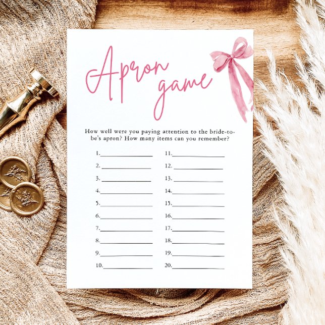 Elegant Blush Pink Bow Bridal Shower Apron Game Invitation (Elegant Blush Pink Bow Bridal Shower Apron Game)