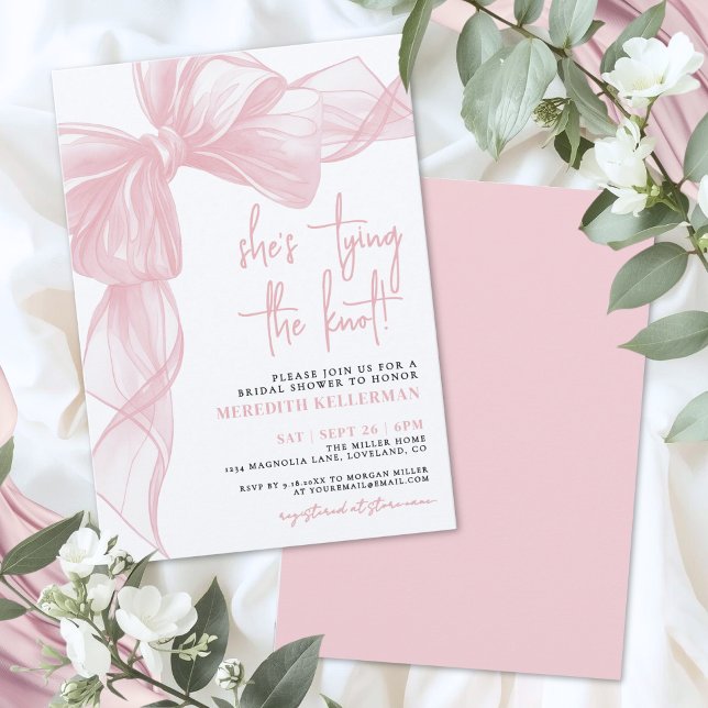 Elegant Blush Pink Bow Bridal Shower Invitation (Elegant Blush Pink Bow Bridal Shower Invitation)