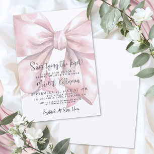 Elegant Blush Pink Bow Bridal Shower Invitation