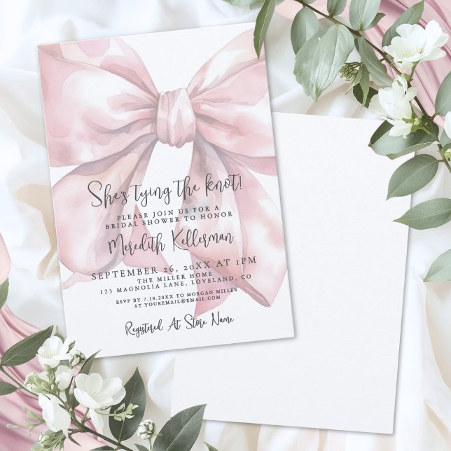 Elegant Blush Pink Bow Bridal Shower Invitation (Elegant Blush Pink Bow Bridal Shower Invitation )