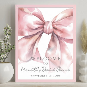 Elegant Blush Pink Bow Bridal Shower Welcome Sign