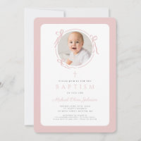 Elegant Blush Pink Bow Photo Girl Baptism