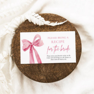 Elegant Blush Pink Bow Please Bring A Recipe Enclosure Card