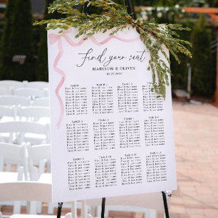 Elegant Blush Pink Bow Wedding Seating Charts