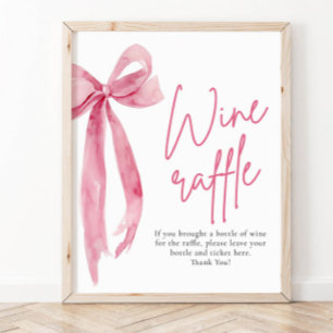 Elegant Blush Pink Bow Wine Raffle Game Sign