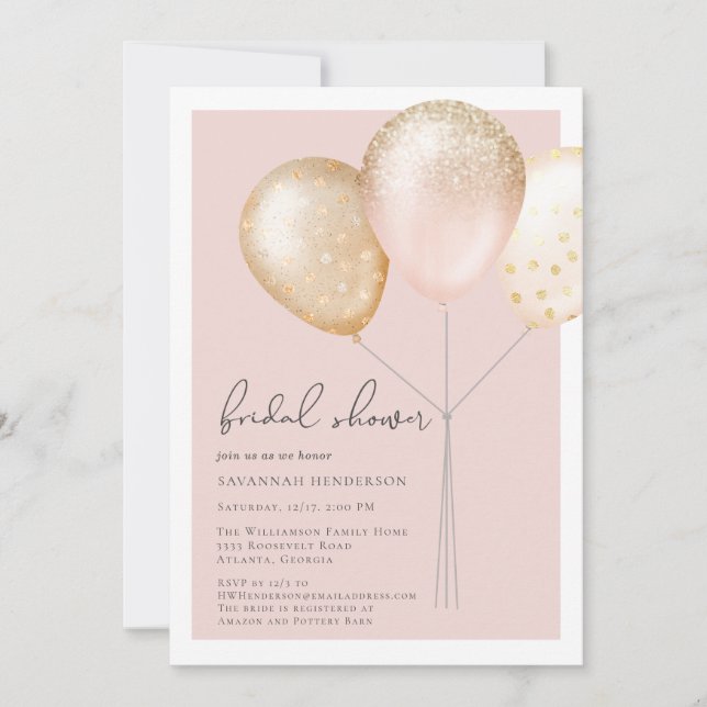 Elegant Blush Pink Bridal Shower Invitation (Front)