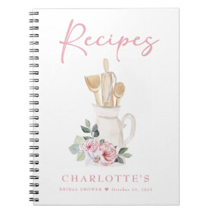 Elegant Blush Pink Bridal Shower Recipe Book