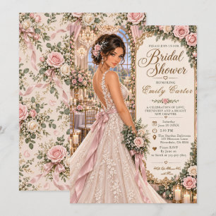 Elegant Blush Pink Bridal Thank You Invitation