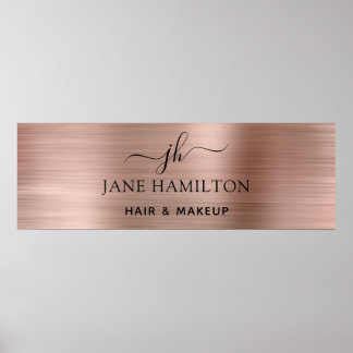 Elegant Blush Pink Brushed Metal Business Poster