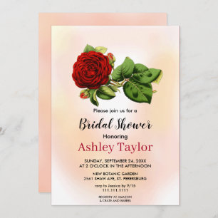Elegant blush pink burgundy floral Bridal Shower Invitation