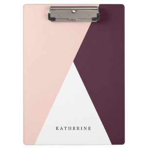Elegant blush pink & burgundy geometric triangles clipboard