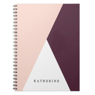 Elegant blush pink & burgundy geometric triangles notebook