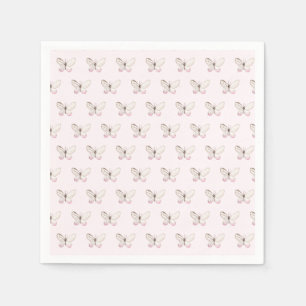 Elegant Blush Pink Butterfly Pattern Paper Napkins