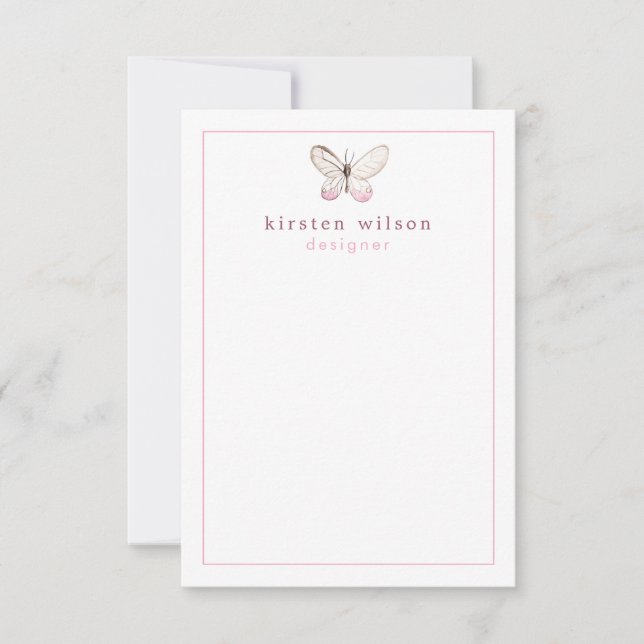 Elegant Blush Pink Butterfly Personalised Card (Front)
