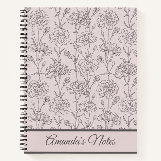 Elegant Blush Pink Carnation Gratitude Journal (Front)