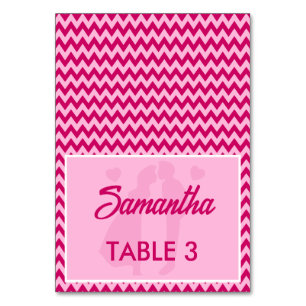 Elegant Blush Pink Chevron Wedding Place Card