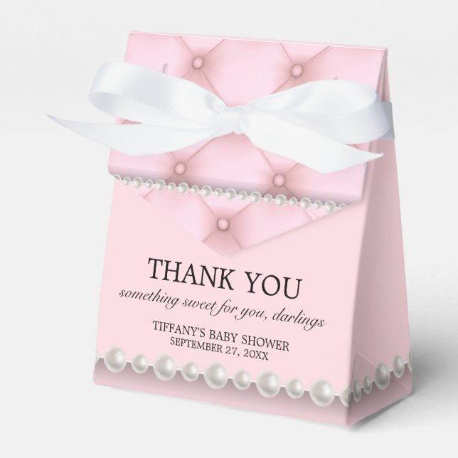 Elegant Blush Pink Chic Tiffany Theme Baby Shower Favour Box (Front Side)