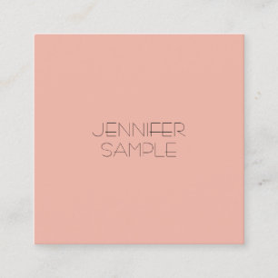 Elegant Blush Pink Colour Modern Simple Template Square Business Card