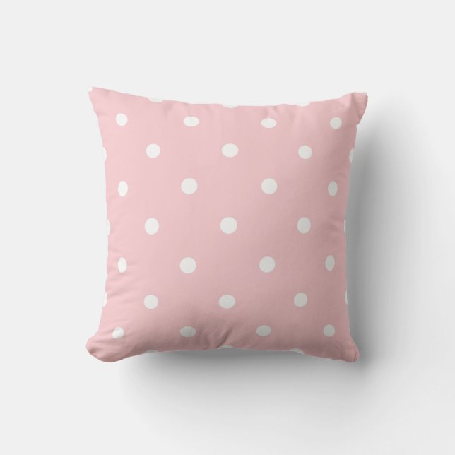 Elegant Blush Pink Colour Template White Polka Dot Cushion (Front)