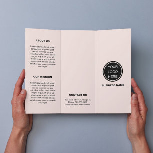 Elegant Blush Pink Company Logo Trifold Brochure