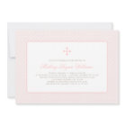 Elegant Blush Pink Cross Pattern Baby Girl Baptism