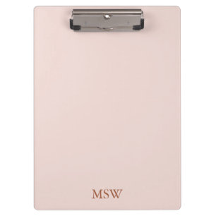 Elegant blush pink custom monogram initials chic clipboard