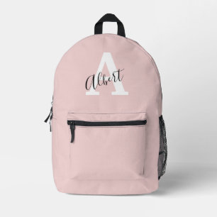 Elegant Blush Pink Custom Monogram Travel Backpack