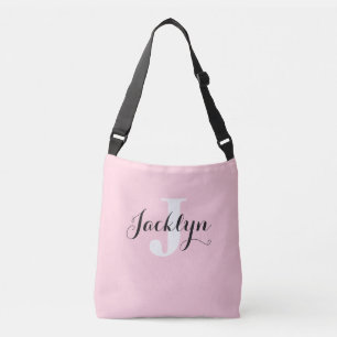 Elegant Blush Pink Custom Name Crossbody Bag