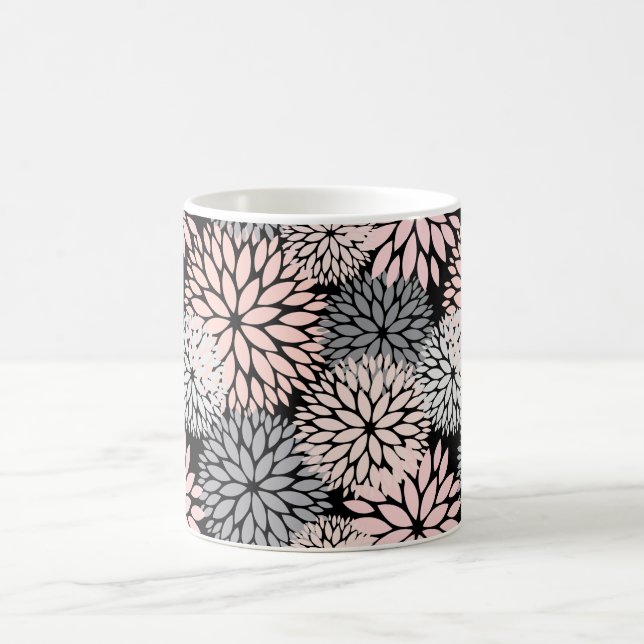 Elegant Blush Pink Dahlia Floral  Coffee Mug (Center)