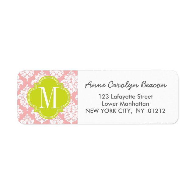 Elegant Blush Pink Damask Personalised (Front)