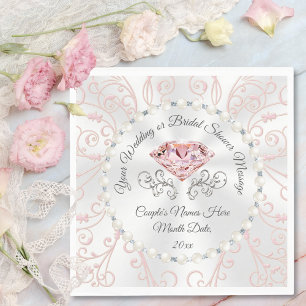 Elegant Blush Pink Diamond Napkins Personalised