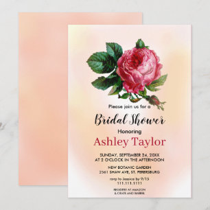 Elegant blush pink dusty fall floral Bridal Shower Invitation