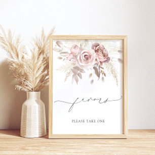 Elegant Blush Pink Dusty Rose Favours Take a Treat Poster