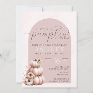 Elegant Blush Pink Fall Pumpkin Baby Shower  Invitation