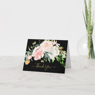 Elegant Blush & Pink Floral Baby Shower Thank You Card