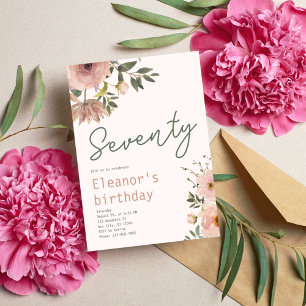 Elegant Blush Pink Floral Birthday Invitation
