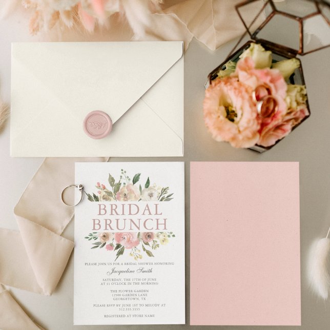 Elegant Blush Pink Floral Bridal Brunch Shower Invitation (Creator Uploaded)