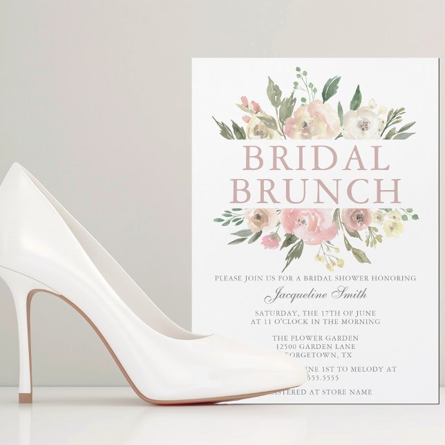 Elegant Blush Pink Floral Bridal Brunch Shower Magnetic Invitation (Creator Uploaded)