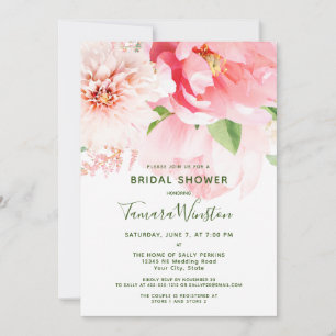 Elegant Blush Pink Floral Bridal Shower Invitation