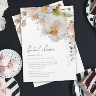 Elegant Blush Pink Floral Bridal Shower Invitation