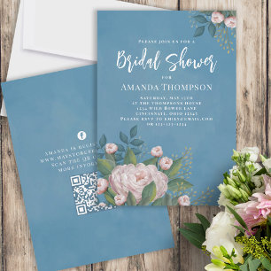 Elegant Blush Pink Floral Bridal Shower Invitation
