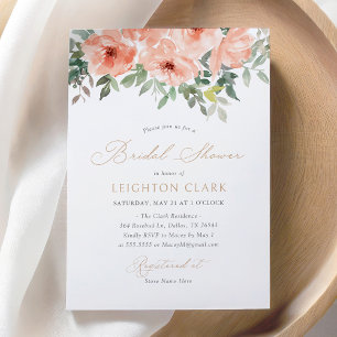 Elegant Blush Pink Floral Bridal Shower Invitation
