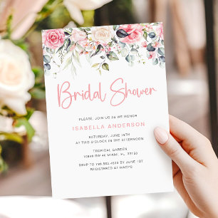 Elegant Blush Pink Floral Bridal Shower Invitation