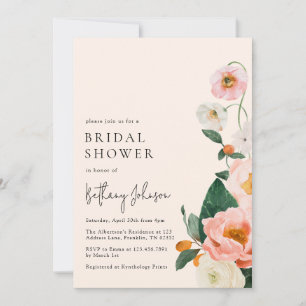 Elegant Blush Pink Floral Bridal Shower Invitation