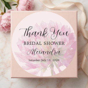 Elegant Blush Pink Floral Bridal Shower Thank You Classic Round Sticker