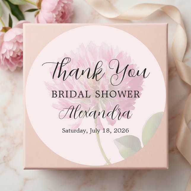 Elegant Blush Pink Floral Bridal Shower Thank You Classic Round Sticker (Creator Uploaded)