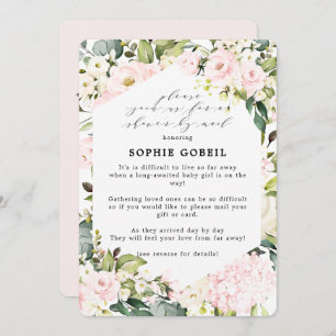 Elegant Blush Pink Floral By Mail Baby Shower Invitation