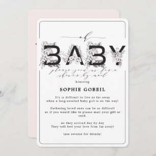Elegant Blush Pink Floral By Mail Baby Shower Invitation