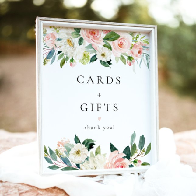 Elegant Blush Pink Floral Cards and Gifts Sign (Creator Uploaded)