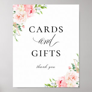 Elegant Blush Pink Floral Cards Gifts Sign